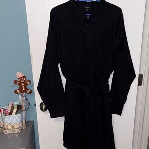 Torrid Button-Up Black Long Sleeve Dress